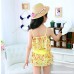 Children Polyester Floral Bathing Suit Swim Wear Big Girl Swimsuits 3-15 Years Yellow B07QCF9924